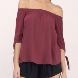 Tobi Zoya Wine Off-Shoulder Blouse, Size S/P